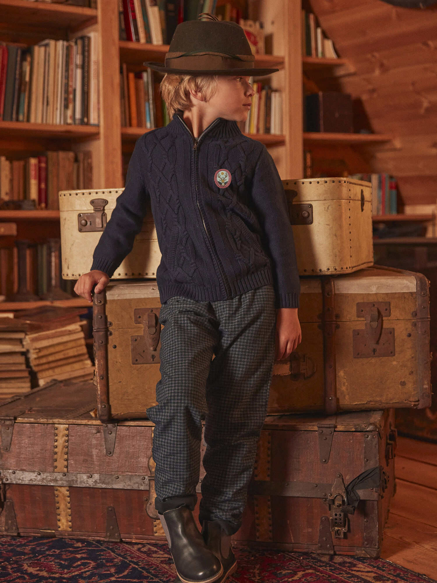 Gilet bleu marine en grosse maille