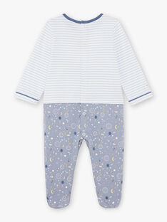 Grenouillère bicolore bleue et blanche à motifs fantaisie bébé garçon BEAXEL / 21H5BG66GRE205