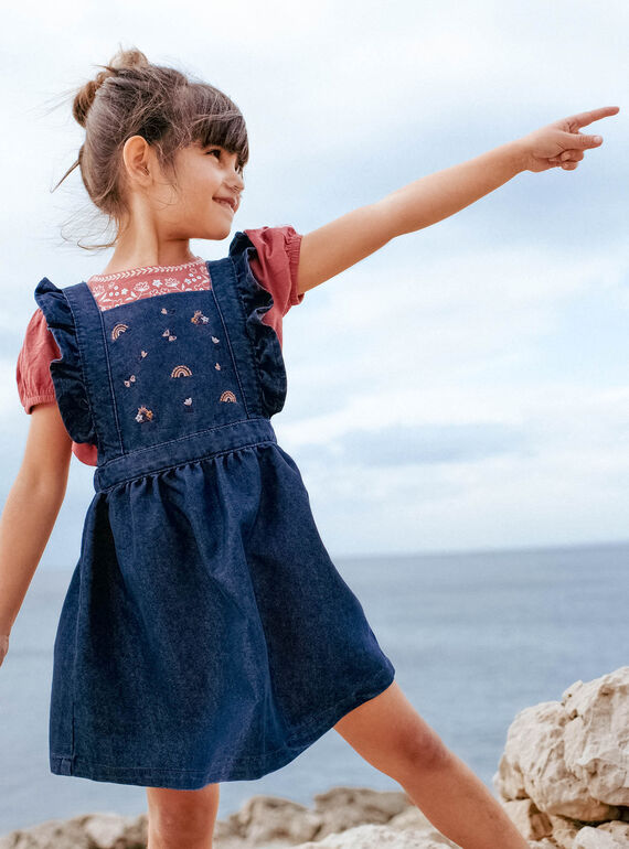 Robe en jean à motifs brodés enfant fille CARLETTE / 22E2PF71CHSP274