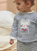 T-shirt et bas de pyjama bleu et blanc à imprimé à rayures KEDOURSON / 24E5BG51PYJ001