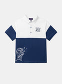 Polo bleu et blanc en jersey à motif blaireau guitariste LEPOLAGE / 24H3PGJ1POL000