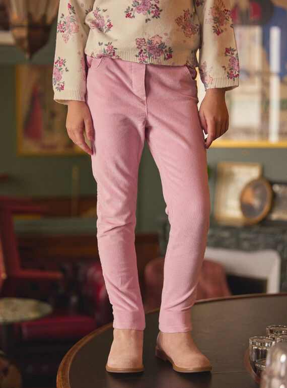 Pantalon en velours  rose LADOSETTE / 24H2PFQ1PAND329