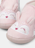 Chausson rose avec tête de renard et blanc imprimé fleuri Bébé Fille NEBECKY / 25F10BF31CHP301