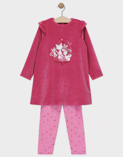 Chemise De Nuit Haut En Velours Et Bas En Jersey Rose Petite Fille Entre 5 Et 12 Enfant Sergentmajor