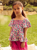 Blouse imprimé fleuri à smock et manches volantes Fille NABLOUETTE / 25H2PFJ1TMC002