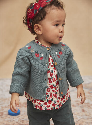 Gilet tricoté sans manches pour bébé fille, pull à fleurs pour enfant en  bas âge, mode