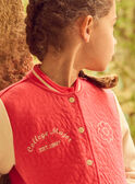 Veste Teddy rouge corail à broderie fleuries et manches longues écrues Fille NETEDETTE / 25H2PFK1CAR404