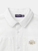 Chemise blanche à broderie marron "SGMJ" et manches longues Garçon NECRAYAGE / 25H3PGK1CHM001