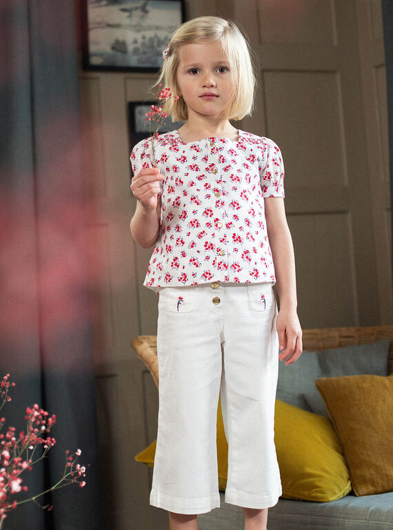 Jean wide legs écru enfant fille CILOUETTE / 22E2PF81PAN001