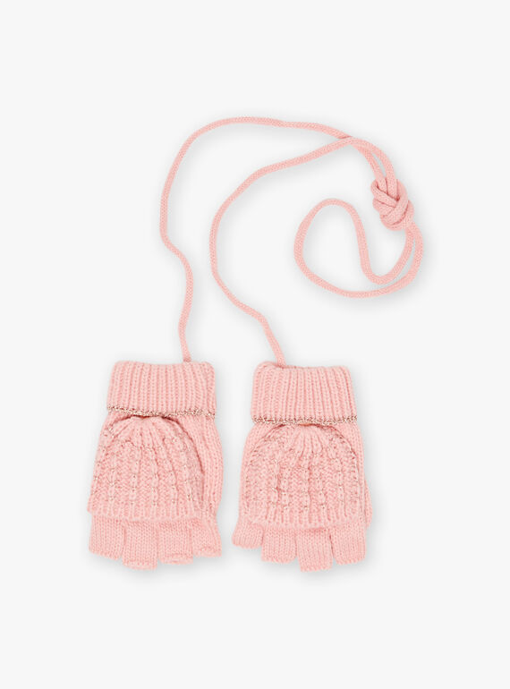 Bonnet en maille fantaisie rose pâle enfant fille