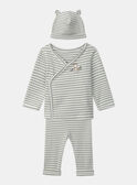 Ensemble de naissance en côtes plates haut + pantalon + bonnet MOUSLIM / 25E0NG12ENS000