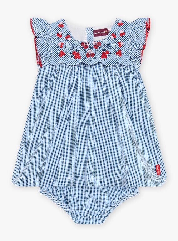 Ensemble robe brodée et boomer en seersucker à carreaux bébé fille CAFABIENNE / 22E1BF81ROB208