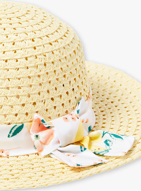 Chapeau paille ruban imprimé citron ZICHUETTE / 21E4PFO1CHAB104
