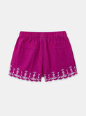Short évasé rose fuschia à broderies fleuries Fille NASHORETTE / 25H2PFJ1JPS002