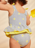 Maillot de bain 1 pièce bleu marine et jaune à imprimé à rayures et soleils FITINA / 23E4BFM2MAIA001