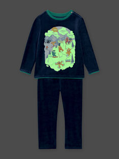Ensemble pyjama en velours motif monstres au ski enfant garçon BISKIAGE / 21H5PG72PYJ717