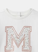 Sweat-shirt blanc imprimé "M" fleuri Fille NAETETTE / 25H2PF31SWE001