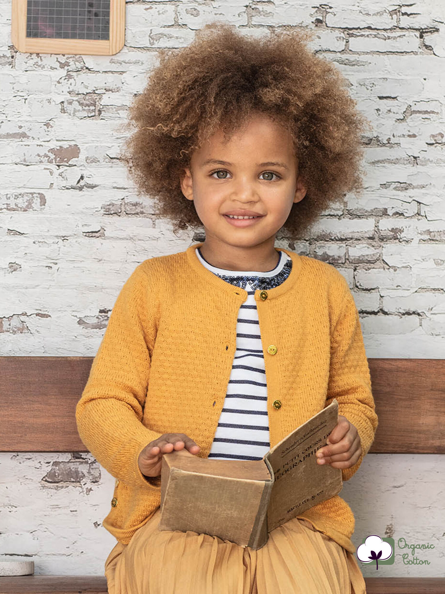 Cardigan jaune moutarde en maille enfant fille Fille Sergent Major