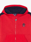 Sweat à capuche bicolore rouge et bleu marine FEGILAGE / 23E3PGB1GIL506