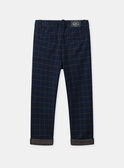 Pantalon bleu foncé à carreaux Garçon NECAGE / 25H3PGK1CFP070