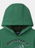 Sweat à capuche vert foncé avec patch dinosaure Garçon NIBROAGE / 25H3PGL1SWEG626