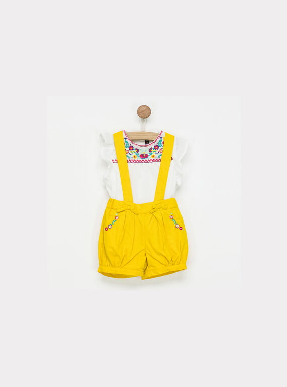 Ensemble chemisier ecru + short jaune à bretelles NAKIKOU / 18E1BFI1ENS001