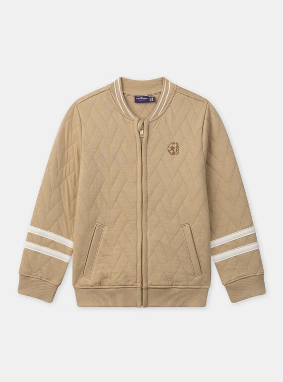 Veste Teddy matelassée marron à broderies de forme "V" Garçon NELASSAGE / 25H3PGK1GILA014