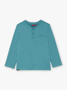 T-shirt manches longues bleu turquoise enfant garçon BUXOLAGE2 / 21H3PGB2TML202