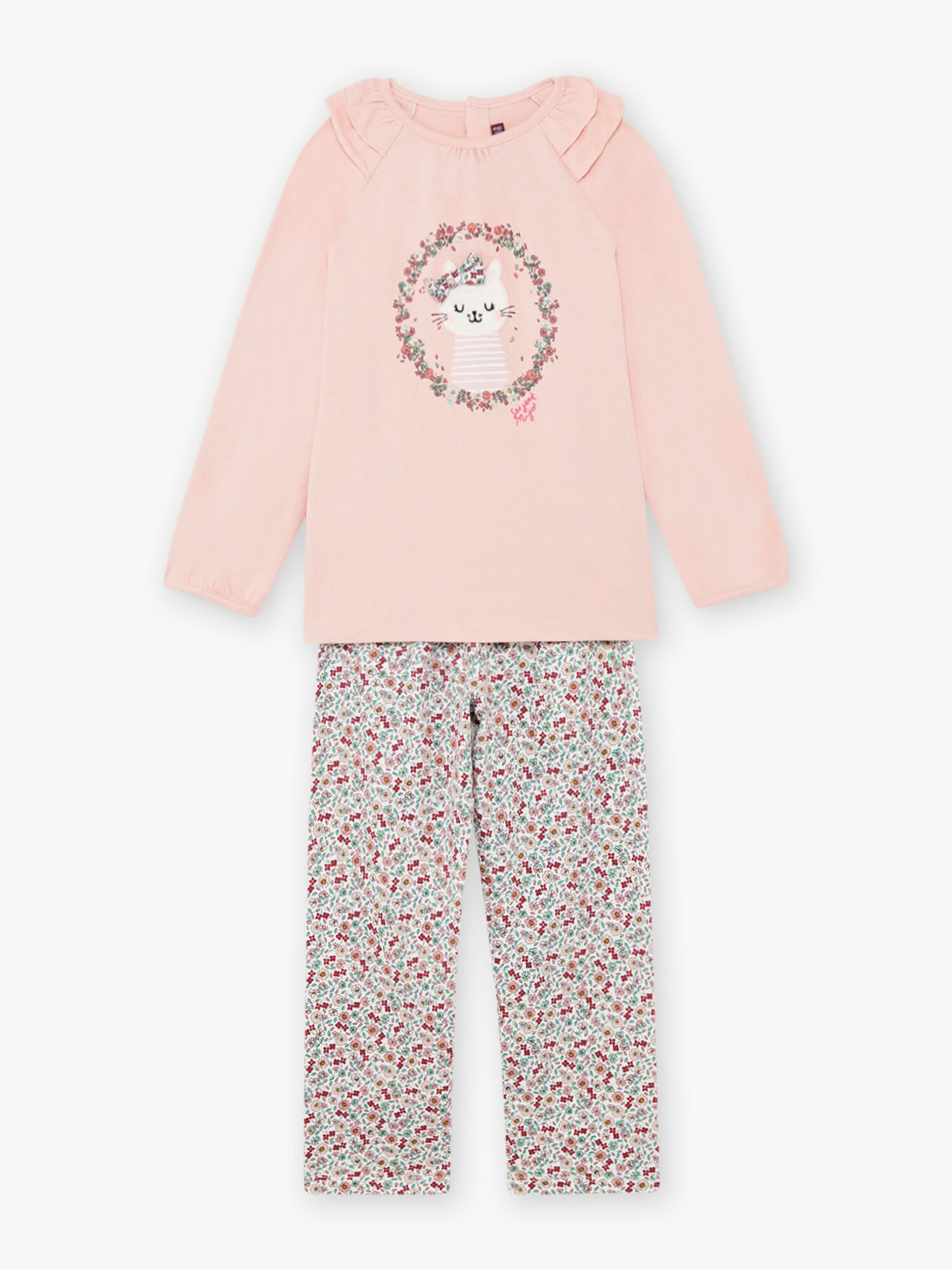 Ensemble pyjama rose motif chat enfant fille Fille Sergent Major