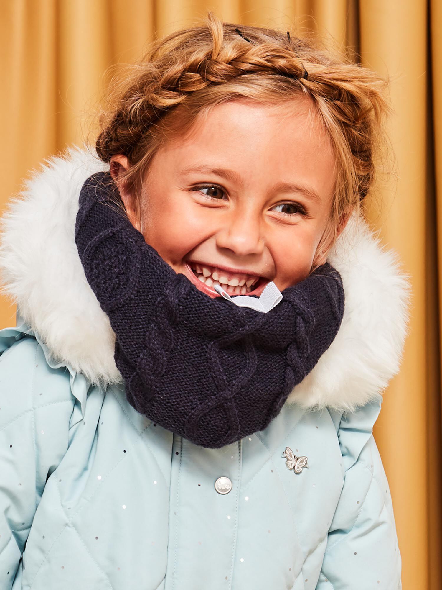 Snood bleu marine en tricot Fille Sergent Major