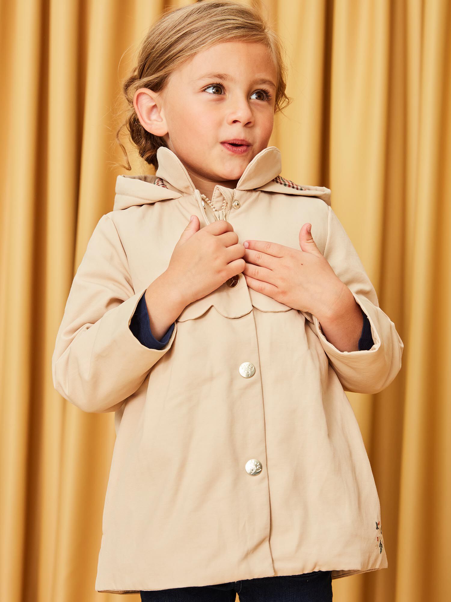 Manteau capuche caf au lait