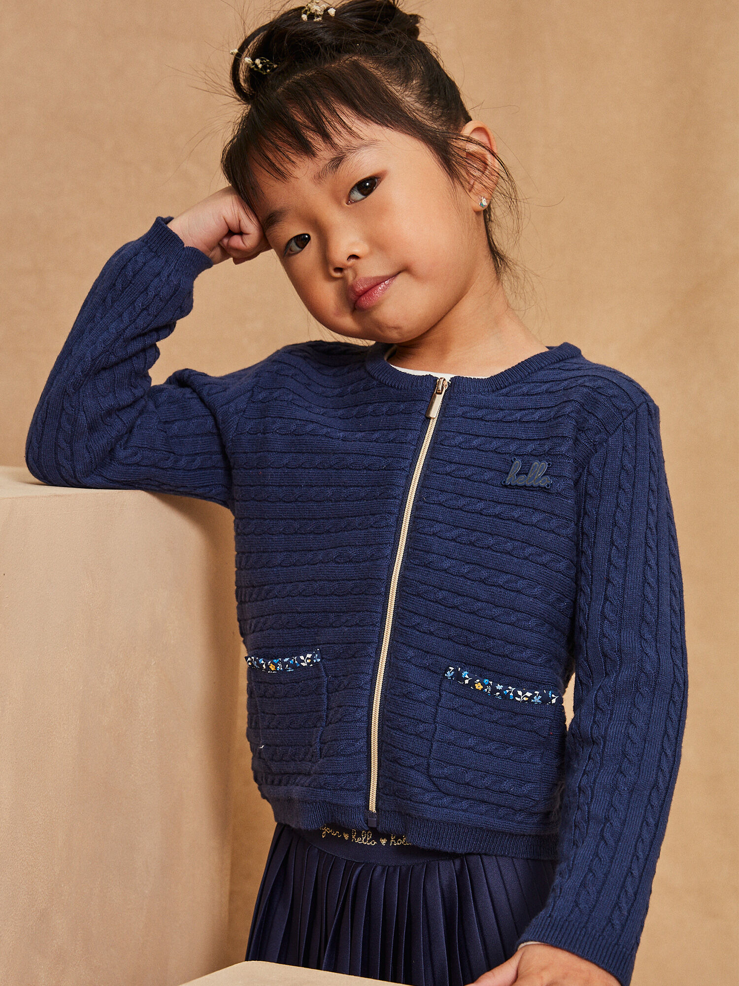 Gilet fille bleu marine shop