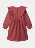 Robe rose avec volants sur les épaules et broderies pommes Fille NOMINETTE / 25H2PFP1ROB030