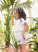 Short écru rayé et broderies enfant fille CYASHOETTE / 22E2PFK1SHO001