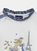 T-shirt blanc imprimé chien à manches longues Fille NUBIMETTE / 25H2PFQ1TML009
