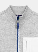 Cardigan bleu et gris chiné avec trois poches KRISPORAGE / 24E3PGB1JGHJ922