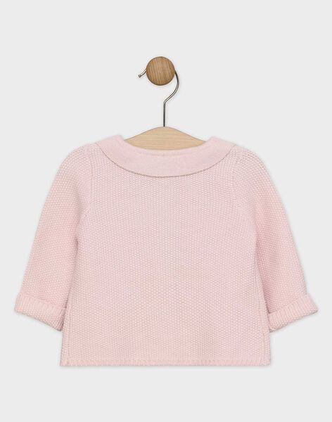 Cardigan Rose Tendre En Tricot Point Mousse Bebe Fille