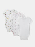 Lot de 3 bodies bébé fille à manches courtes en coton issu de l'agriculture biologique MEJULIA / 25E5BF42BDL001