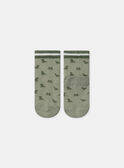 Chaussettes vert sauge jacquard dinosaures MAGAEL / 25E4BG92SOQG610