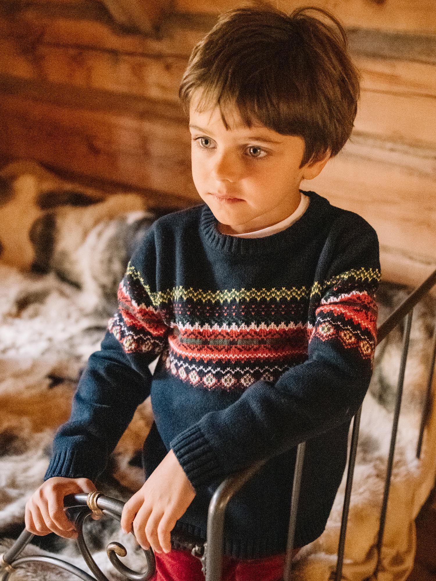 Pull jacquard bleu marine