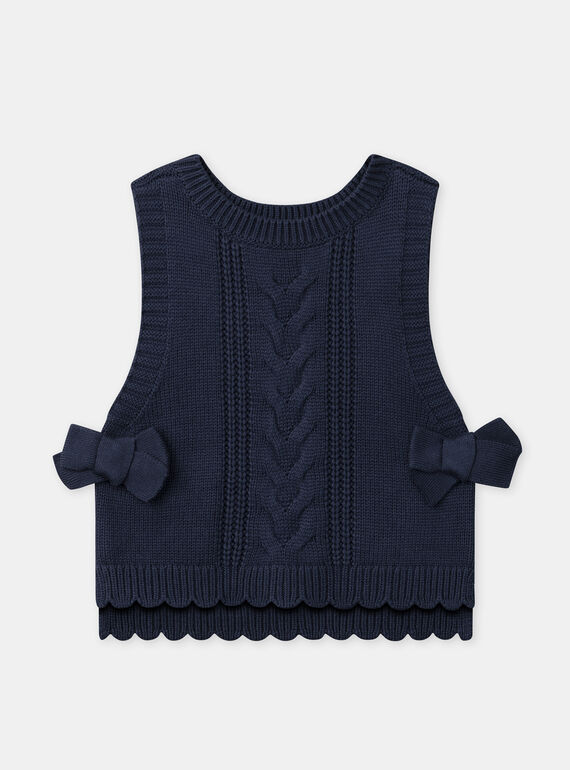 Pull sans manches bleu foncé à noeud Fille NUCLETTE / 25H2PFQ1PSM070
