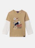 T-shirt marron imprimé loup à manches longues Garçon NEJAMAGE / 25H3PGK1TMLA014
