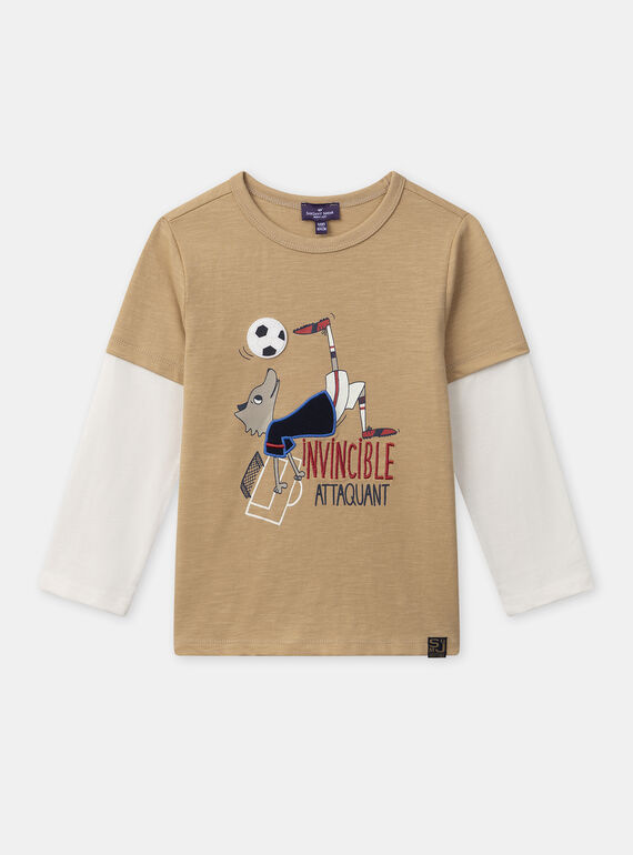 T-shirt marron imprimé loup à manches longues Garçon NEJAMAGE / 25H3PGK1TMLA014