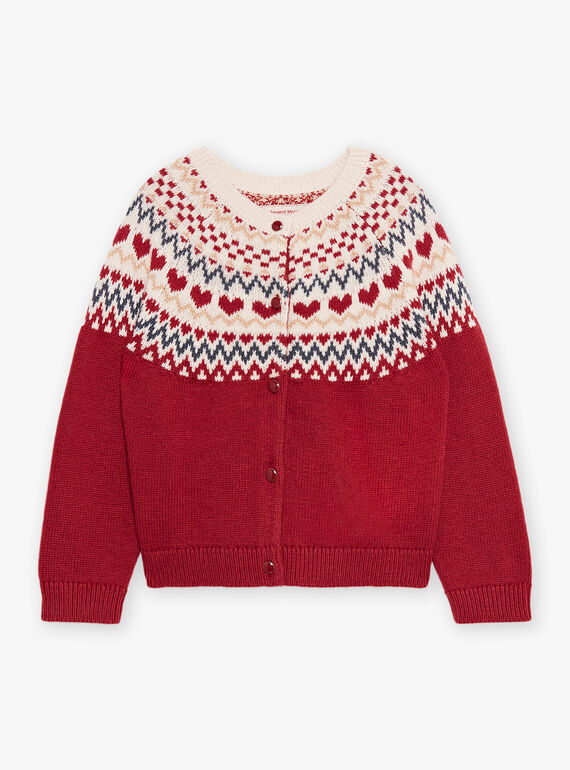 Cardigan rouge et beige en laine mélangée DRIKERETTE / 22H2PFX2CARF526