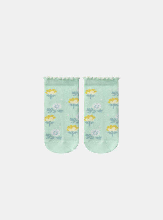 Chaussettes Jacquard Fleur ColoréeBleu Céladon KLISOZETTE / 24E4PFR1SOB204