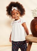 T-shirt en jersey écru à broderies fleuries FALESLI / 23E1BFC1TEE001