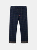 Pantalon bleu foncé à carreaux Garçon NECAGE / 25H3PGK1CFP070