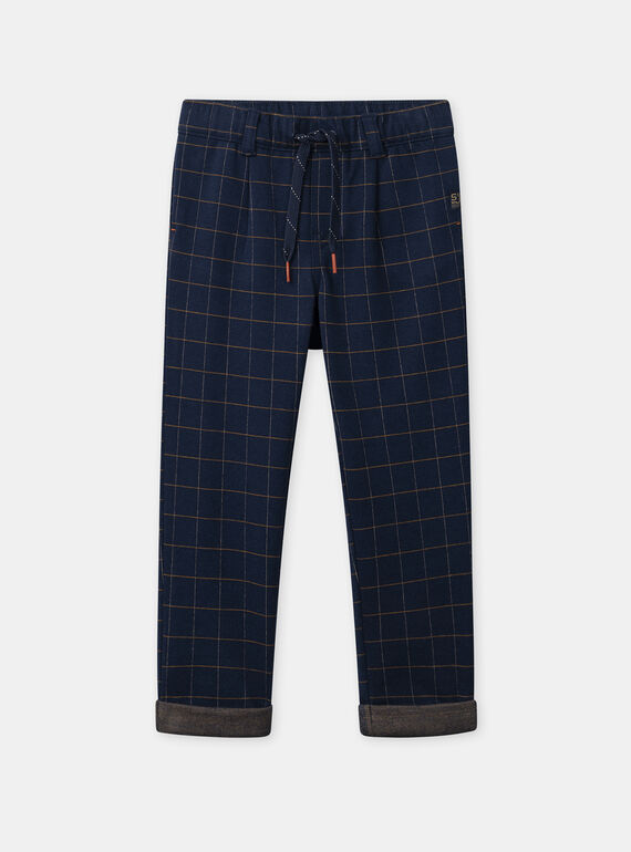 Pantalon bleu foncé à carreaux Garçon NECAGE / 25H3PGK1CFP070