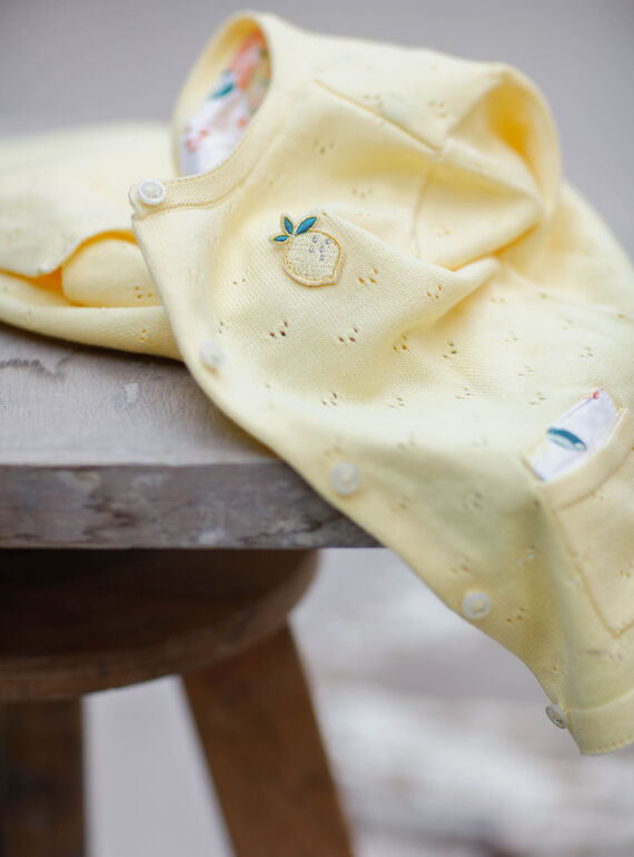 Cardigan jaune maille ajourée ZICADETTE / 21E2PFO1CARB104