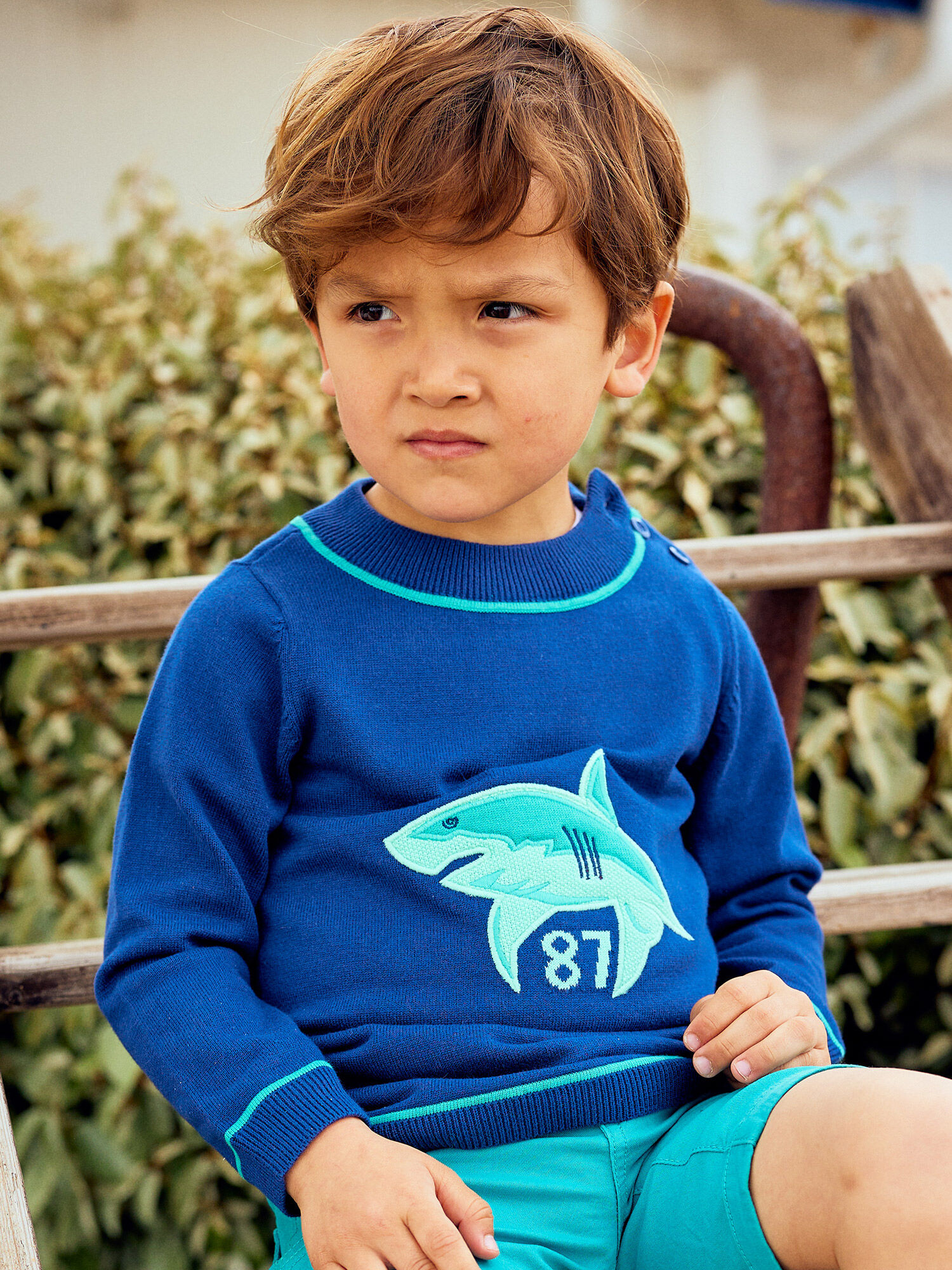 Pull bleu motif requin enfant garcon Garcon Sergent Major